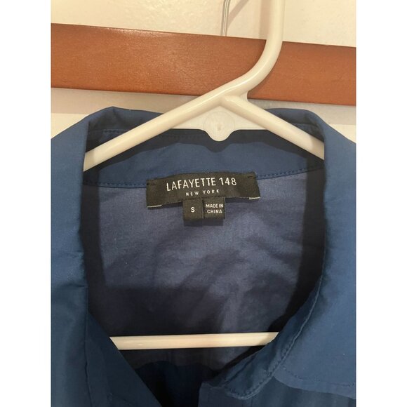 Lafayette 148 Women's Long Sleeved Button Down Dress Shirt, Blue, Small - Picture 2 of 3